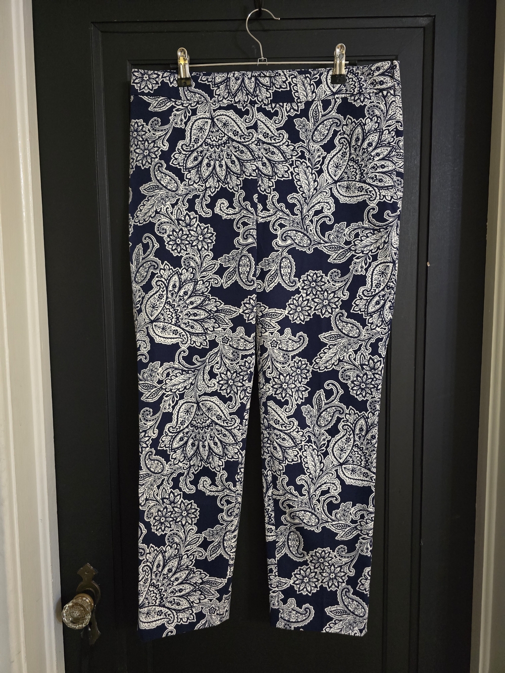 Women's Navy Paisley Pull-On Pants